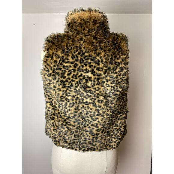 Cherokee Leopard Print Faux Fur Sleeveless Vest Sz L 10/12 Kids - Picture 2 of 14